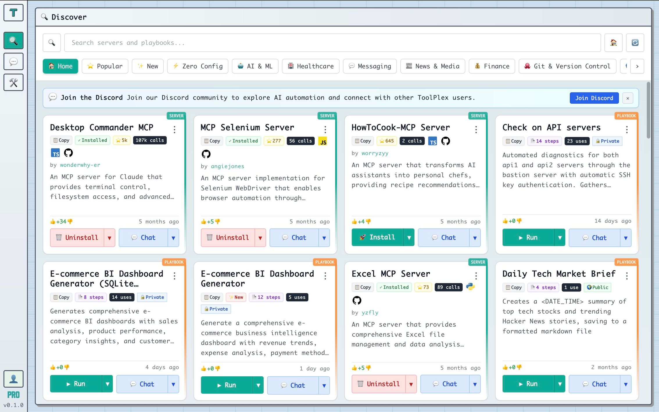 ToolPlex AI automation platform interface